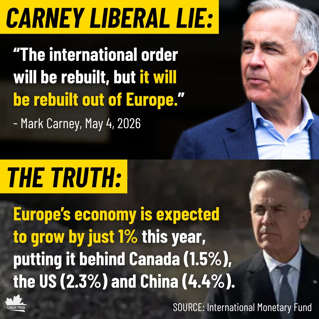 WeAreCanProud's tweet photo. Canada's 1.5% GDP growth is abysmal.

But that's not bad enough for Mark Carney. He wants us to be even MORE like the Europe Union, which is totally stagnant and increasingly irrelevant in global affairs.

That isn't how we grow our economy. https://t.co/ttg0MQCgyy