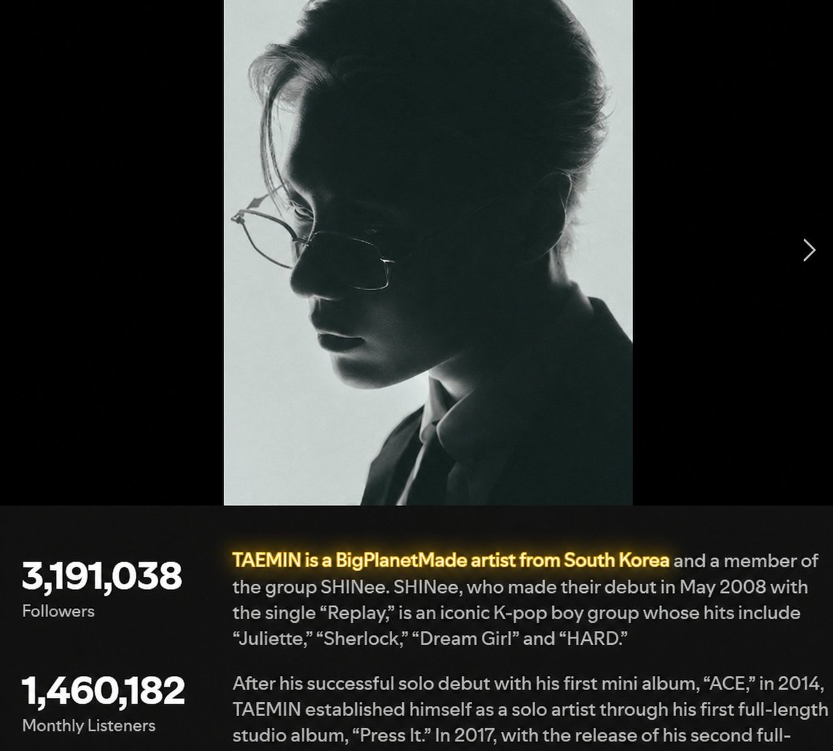 SHINee Spotify Stats 💎 tweet media