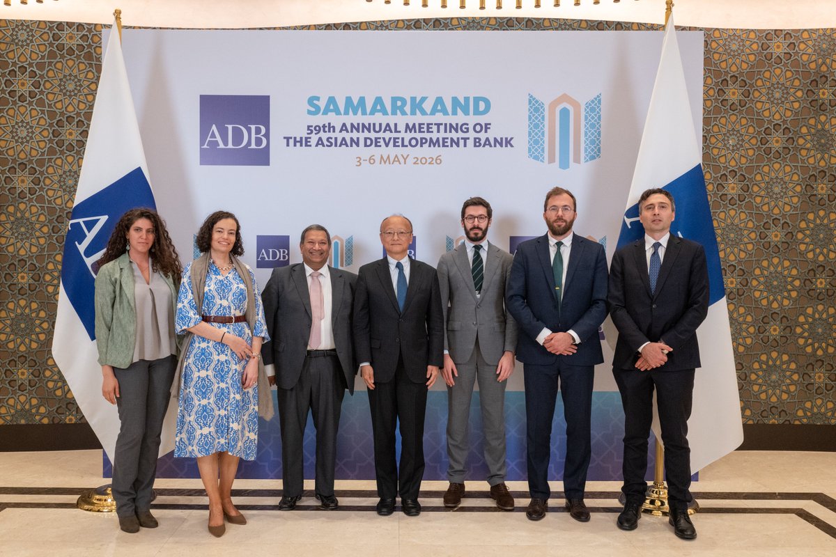 ADBPresident's tweet photo. With delegations converging in Samarkand for the #ADBAnnualMeeting, my engagements have been heavily focused on moving from dialogue to action.

I was pleased to meet ADB Governor for Switzerland Pietro Lazzeri of @SECO_CH; ADB Governor for Azerbaijan and Finance Minister Sahil Babayev; Michaël Boseret of @BelgiumMFA; Shanti Bobin of @DGTresor; Maya Elnathan of @Israel_MOF; Lawrence Bartolomucci of @MEF_GOV; José Carlos de Azevedo Pereira of @pt_financas; and Carla Díaz Álvarez de Toledo of @_minecogob.

With Switzerland, we explored how Swiss innovation, private sector expertise, and high-quality solutions can better connect with Asia and the Pacific’s development needs. With Azerbaijan, we focused on urban infrastructure, water, transport, and its strategic role in connectivity through the Trans-Caspian Green Energy Corridor. With partners from Belgium, France, Israel, Italy, Portugal, and Spain, we exchanged views on cofinancing, investment flows, and deeper strategic cooperation.

In a more complex world, results depend on execution. ADB will work with partners to deliver impact at scale.
