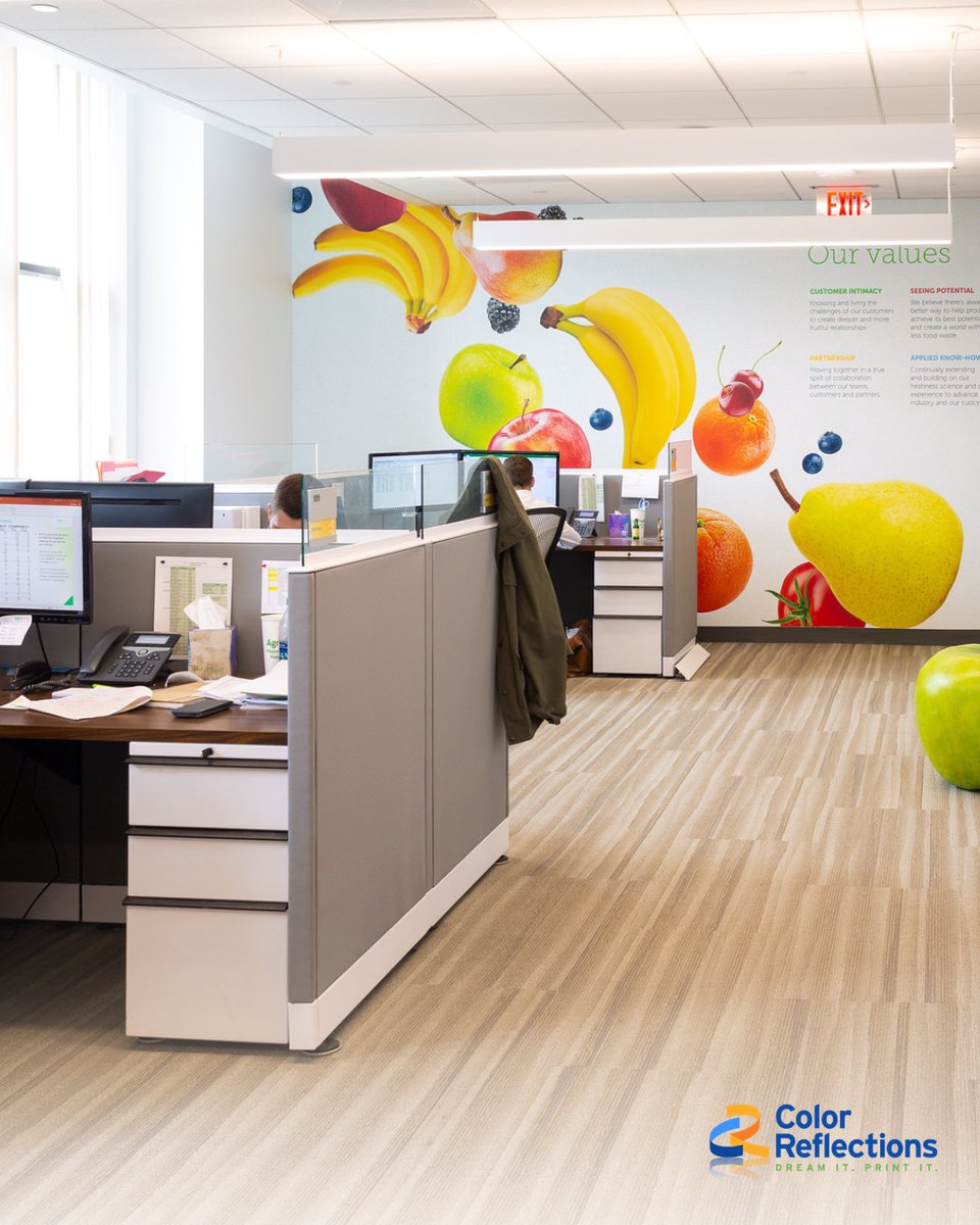 ColorReflection's tweet photo. HR said we needed to encourage healthier eating in the office, so we might have overcompensated. 

See what else we can stick on your walls: https://t.co/SdksPTrcIg

#CustomMurals #LargeFormatPrinting #WallGraphics #DreamItPrintIt https://t.co/WNfPsZYfXF