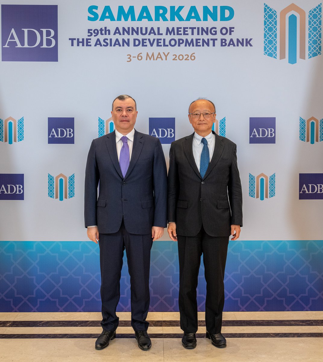 ADBPresident's tweet photo. With delegations converging in Samarkand for the #ADBAnnualMeeting, my engagements have been heavily focused on moving from dialogue to action.

I was pleased to meet ADB Governor for Switzerland Pietro Lazzeri of @SECO_CH; ADB Governor for Azerbaijan and Finance Minister Sahil Babayev; Michaël Boseret of @BelgiumMFA; Shanti Bobin of @DGTresor; Maya Elnathan of @Israel_MOF; Lawrence Bartolomucci of @MEF_GOV; José Carlos de Azevedo Pereira of @pt_financas; and Carla Díaz Álvarez de Toledo of @_minecogob.

With Switzerland, we explored how Swiss innovation, private sector expertise, and high-quality solutions can better connect with Asia and the Pacific’s development needs. With Azerbaijan, we focused on urban infrastructure, water, transport, and its strategic role in connectivity through the Trans-Caspian Green Energy Corridor. With partners from Belgium, France, Israel, Italy, Portugal, and Spain, we exchanged views on cofinancing, investment flows, and deeper strategic cooperation.

In a more complex world, results depend on execution. ADB will work with partners to deliver impact at scale.