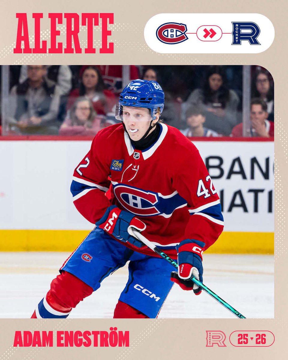 RocketLaval's tweet image. Les Canadiens ont cédé le défenseur Adam Engström au Rocket de Laval.

The Canadiens have loaned defenseman Adam Engström to the Laval Rocket.