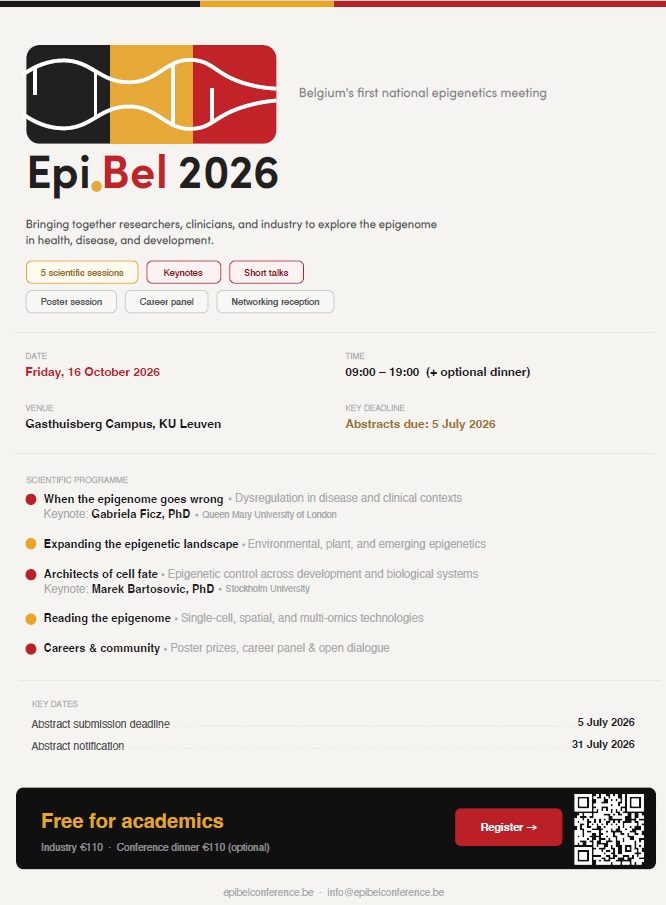 isMOCLEP's tweet photo. As the iSMOCLEP Society, we don’t just organize the @CLEPIC_conf — we also support other epigenetics-focused events across the community. 

Here’s one of them: Epi.Bel 2026 🧬

For more information, check out the flyer!

https://t.co/PQwXLNgYMQ https://t.co/Urv1jTa4Id