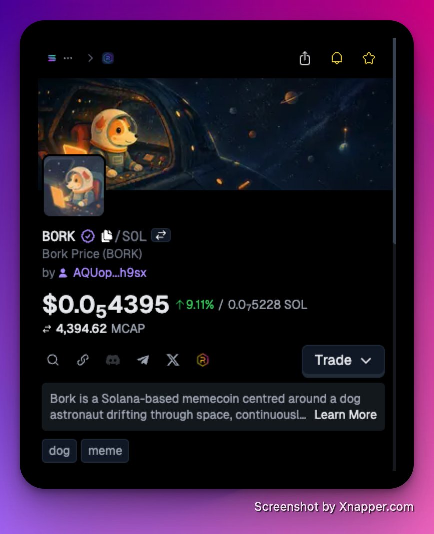 borkinspace's tweet photo. $BORK is now verified on GeckoTerminal ✅

still early 📡 https://t.co/pzYvkU0Dw2
