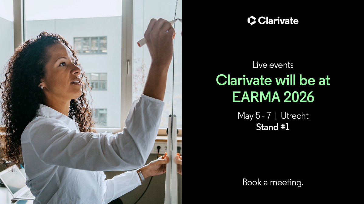 ClarivateAG's tweet photo. Clarivate is pleased to sponsor and participate in #EARMA 2026, the flagship annual conference for the European research management and administration community.
Book a one-to-one meeting with our team: https://t.co/y1Aqi5Hlfv
#EAC26 #EARMAConferenceUtrecht2026 https://t.co/p09d7wdt0s