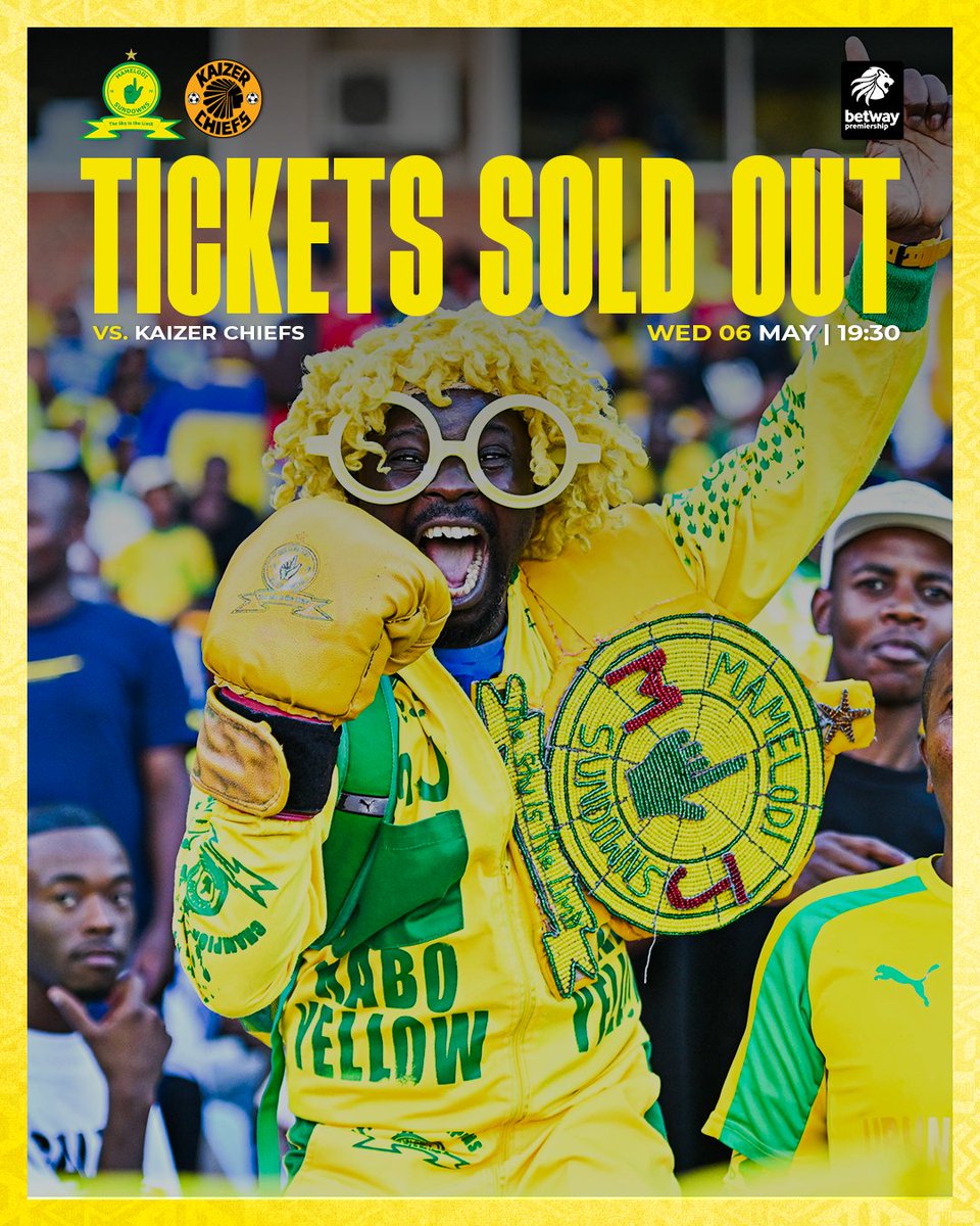 Masandawana's tweet image. 𝙏𝙄𝘾𝙆𝙀𝙏𝙎 𝙎𝙊𝙇𝘿 𝙊𝙐𝙏 🔥

We have a full house at Loftus for Wednesday’s showdown! Masandawana, let's arrive early get behind Bafana Ba Style! 🙌

🚫 No tickets will be sold at the stadium. 

#Sundowns #BetwayPrem #AreyengMasandawana