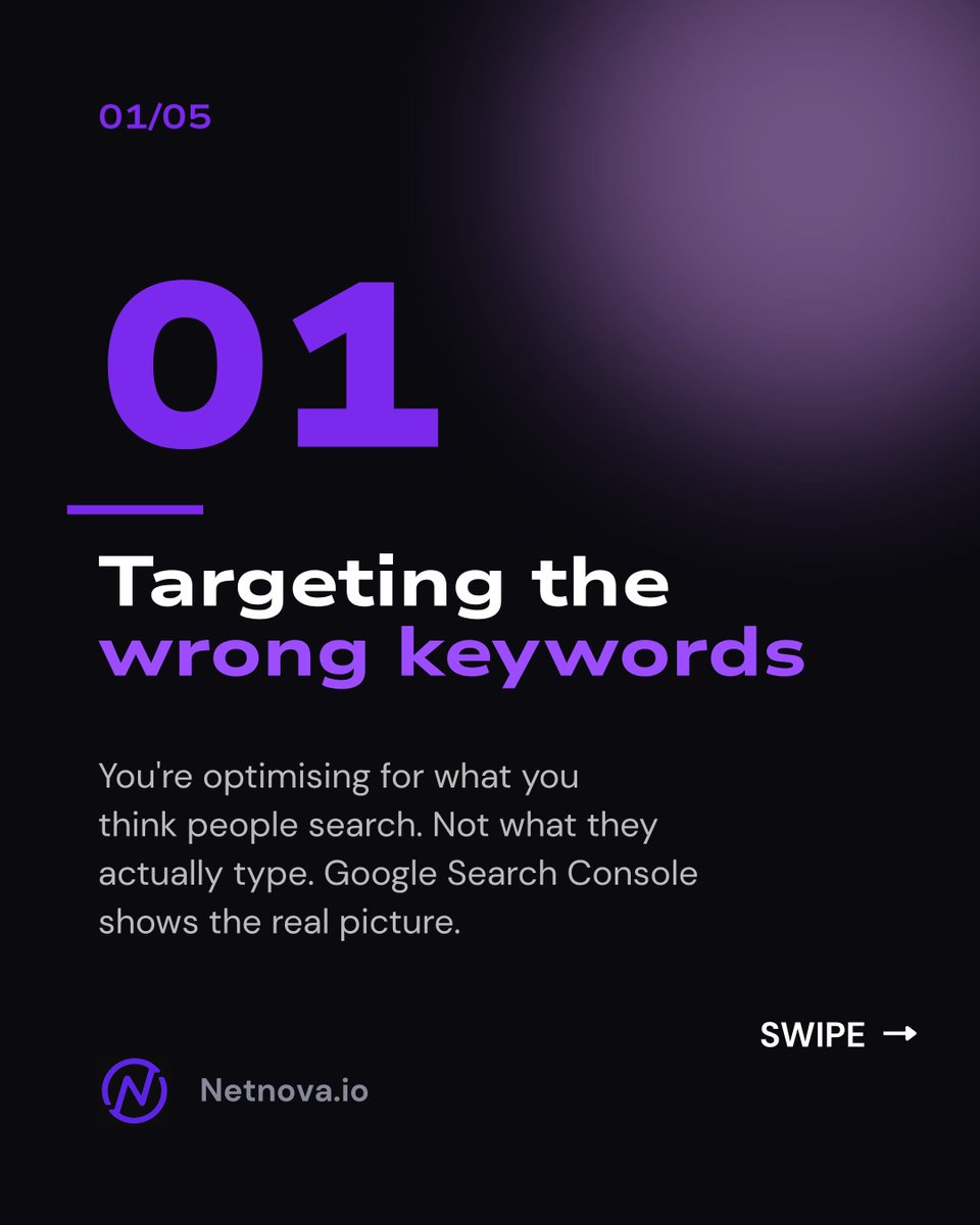 netnovaio's tweet photo. Most sites are invisible—SEO wasn’t in the plan.
5 mistakes killing rankings. Save this.
Built to be found, not just look good. Link in bio.
#SEO #WebDesign #DigitalMarketing #Netnova https://t.co/VE6Uj5KYh1