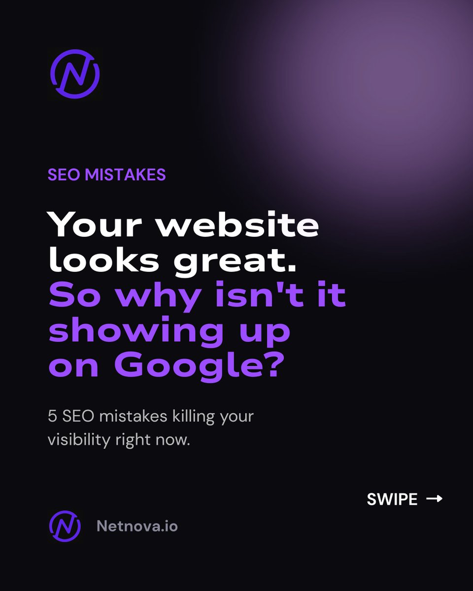 netnovaio's tweet photo. Most sites are invisible—SEO wasn’t in the plan.
5 mistakes killing rankings. Save this.
Built to be found, not just look good. Link in bio.
#SEO #WebDesign #DigitalMarketing #Netnova https://t.co/VE6Uj5KYh1