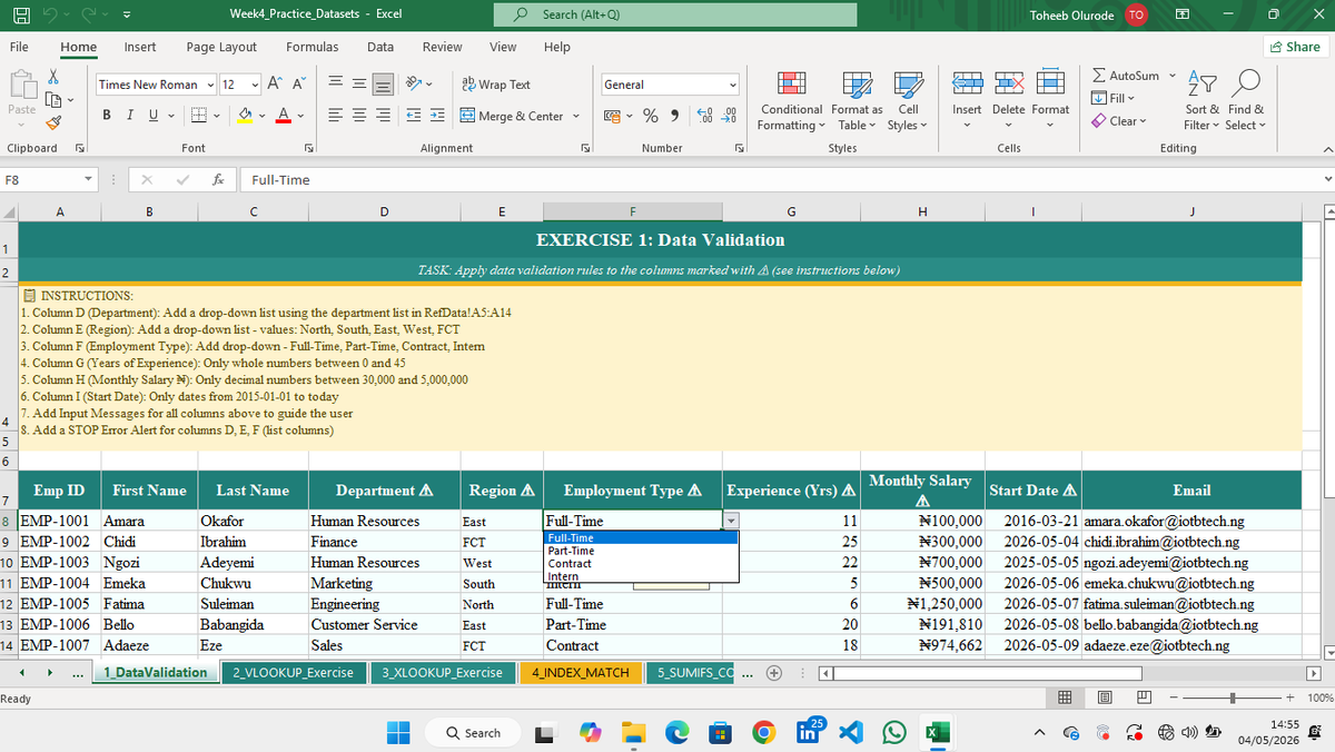 Olurodetoheeb1's tweet photo. Learned Data Validation today 💻

Now I can control inputs &amp; reduce errors in datasets 📊
 
Thank you @iotbtech, @Tektariq for giving the platform 
#DataAnalytics #BuildInPublic https://t.co/biy5jLgO0D
