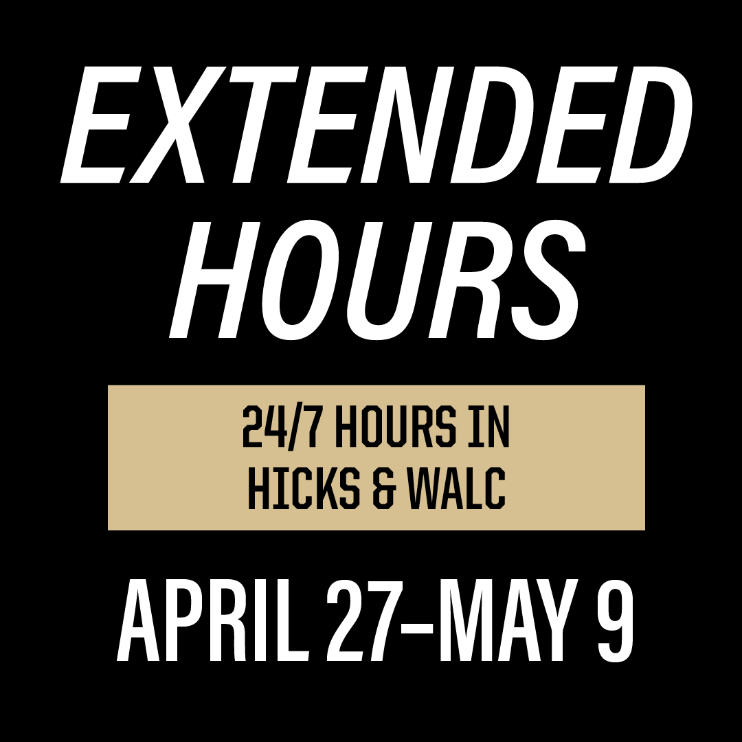 PurdueLibraries's tweet photo. 📚 24/7 Study Access Alert!

WALC and Hicks are open around the clock during Quiet and Finals Weeks—so you can study whenever it works best for you.

Need a break? We’ve got you covered with stress-relief stations and snacks!
Let’s finish strong, Boilers. 💪🔥 https://t.co/36QQ1UqRPv