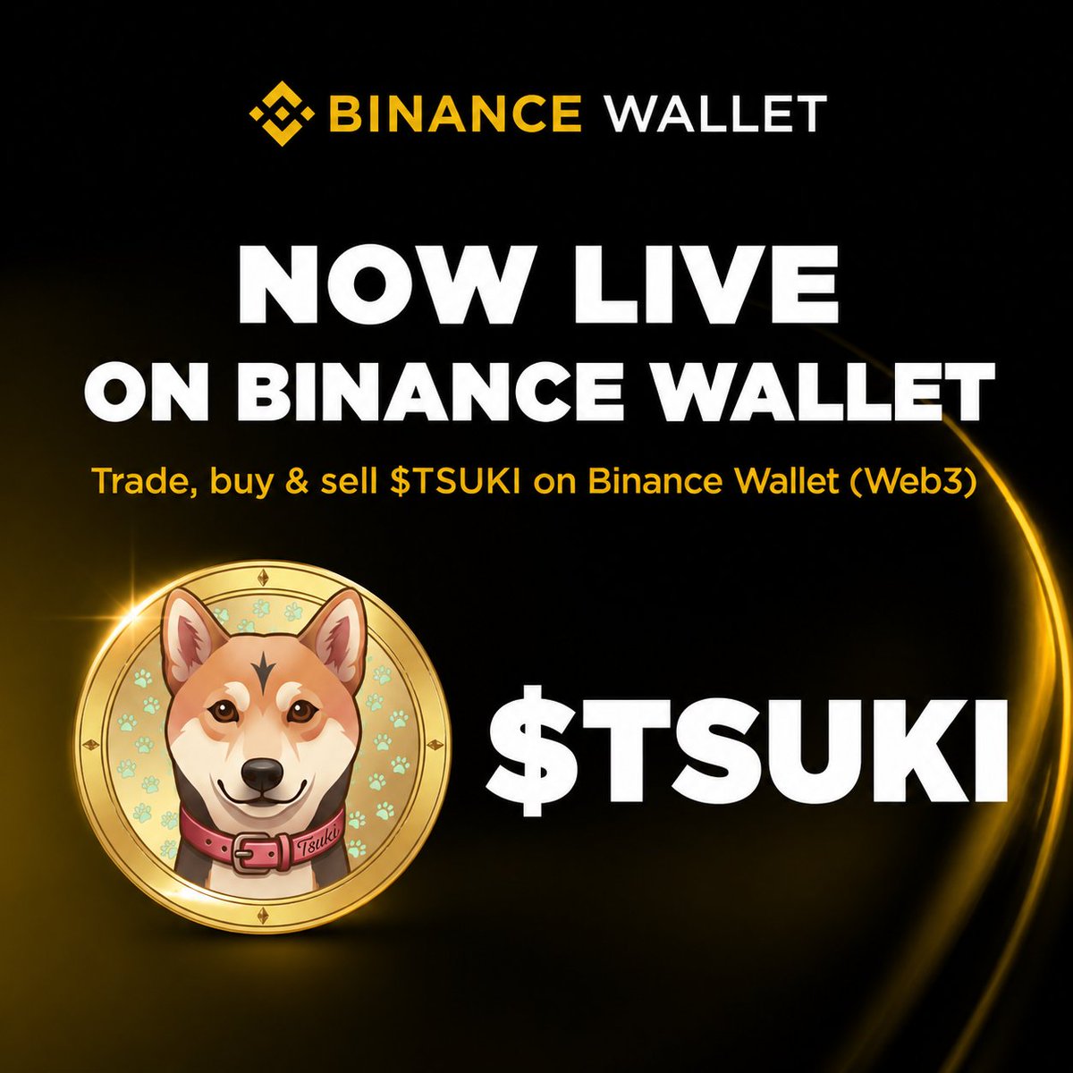 TsukiCTO's tweet photo. You can now Trade/Buy/Sell $TSUKI through Binance Wallet! https://t.co/ec4M8Wr74I