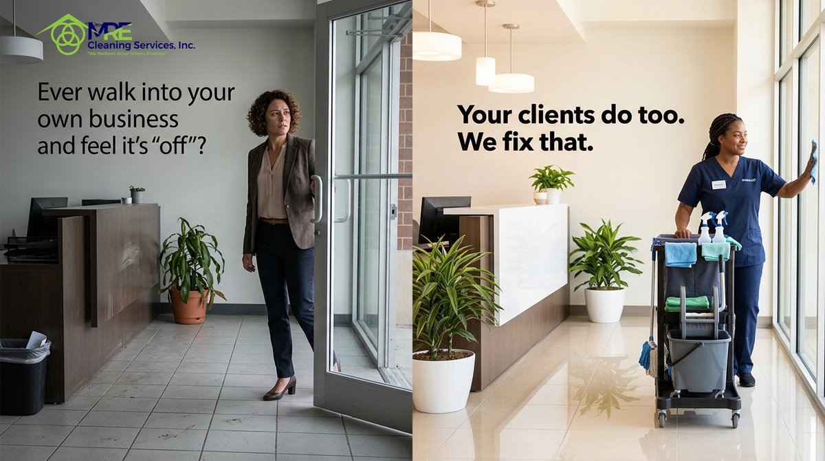 MREClean's tweet photo. 🔥 Ever walk into your own business and feel it’s “off”?
Your clients do too. We fix that. ⭐⭐⭐⭐⭐ #FirstImpressions https://t.co/p47DV4zNKu
