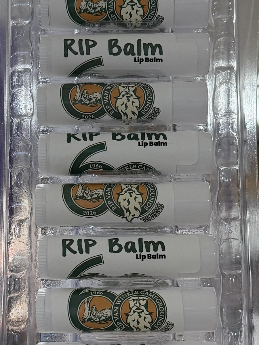 RVWCampgrounds's tweet photo. Whether you’re swimming the afternoon away, or just relaxing by the campfire, keep those lips protected from mother nature. #Anniversary Special - Rip Balm - Celebrating 60 Years of Lip smackin' fun! Available in Rip's General Store #campinglife #familycamping #getoutside https://t.co/vJogDaVDTp