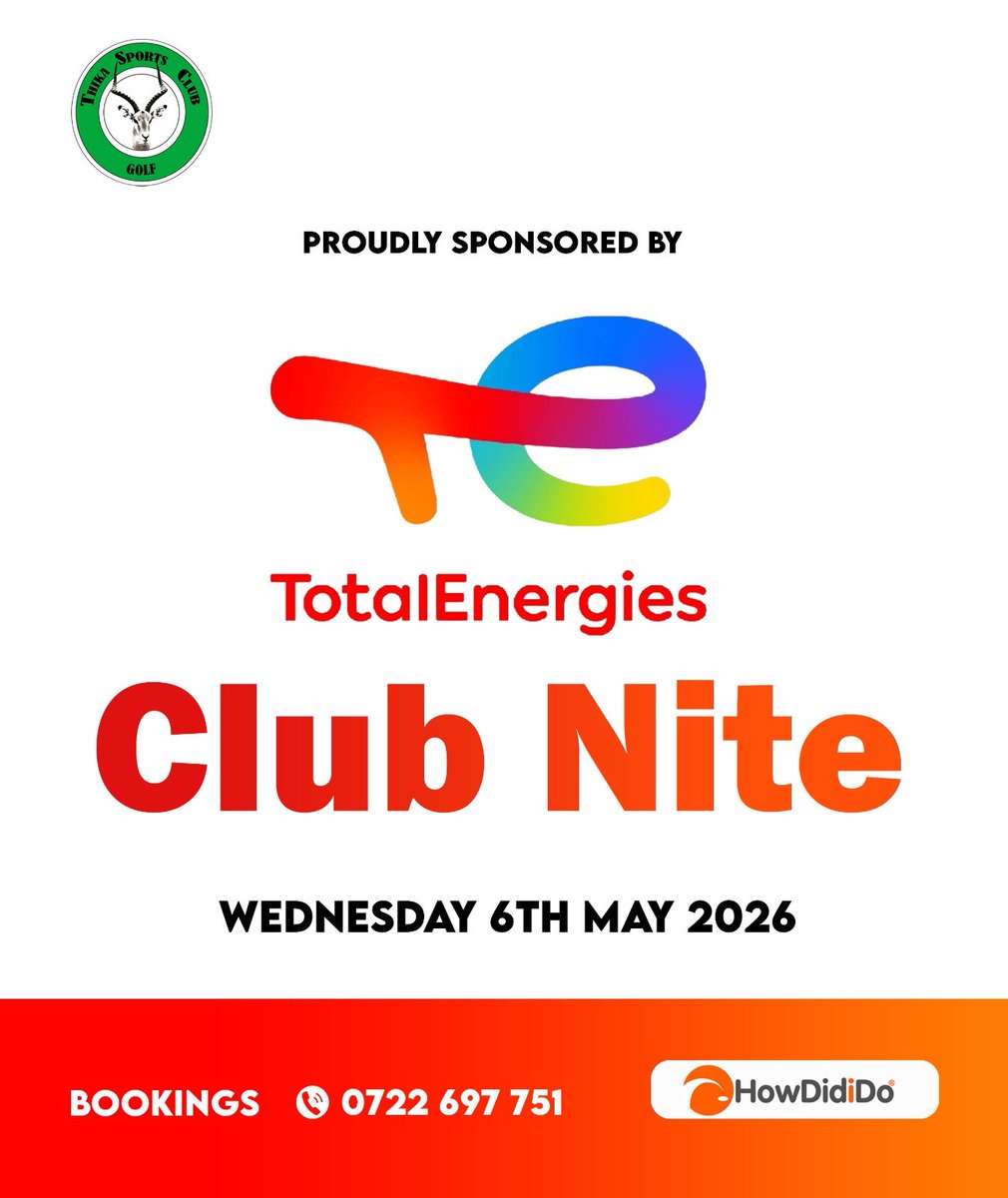 ThikaSports's tweet image. Swing into midweek with us! 

Join the golf extravaganza at Thika Sports Club this Wednesday, proudly sponsored by TOTALENERGIES. Enjoy golf, food, and win exciting prizes, including gas cylinders. 

Book your spot on HowDidIDo or call 0722 697 751.

#ThikaSportsClub #golf