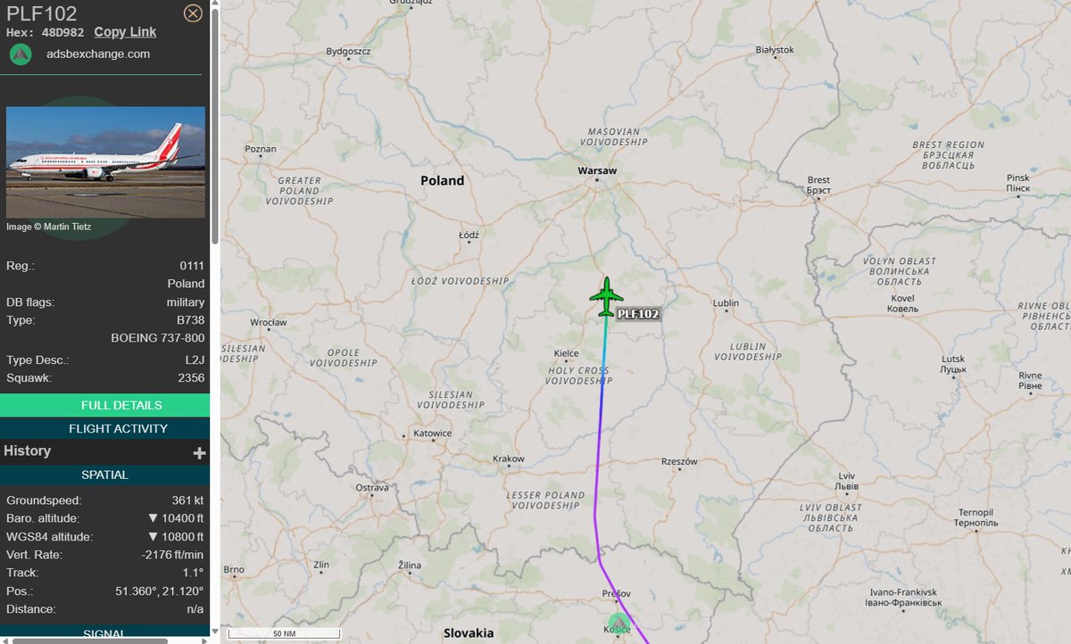 PolishMilRadar's tweet photo. 📅 04.05 🕒 16:10LT - 🇵🇱✈️ 737 wraca z Armenii 🇦🇲

🇵🇱 Siły Powietrzne RP
✈️ Boeing 737-8TV(WL) BBJ2 "0111"
🛫 Erywań #UDYZ 🇦🇲
🛬 Warszawa #EPWA 🇵🇱
#PLF102 zniża ↘️
🔗 https://t.co/qHgbRCszif

Premier wraca z Erywania ze Szczytu Europejskiej Wspólnoty Politycznej.

#POLMILRADAR https://t.co/VxUT3vLfGi
