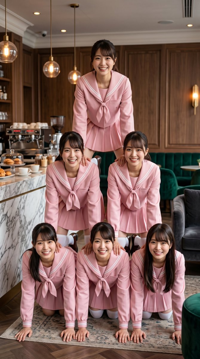 aiohmwc's tweet photo. SNSで話題の3段ピラミッドに挑戦！📐 
専攻の仲間たちと、解剖学的な��心バランスを意識して完成させました🦴✨

⚠️安全管理を徹底し、衝撃吸収マットの使用とバイタルチェックができる体制で実施しています。コンプライアンスと身体の安全を最優先に！
＃ピラミッド　＃シャンパンタワー　＃aiart https://t.co/GvCbEQ1zWj