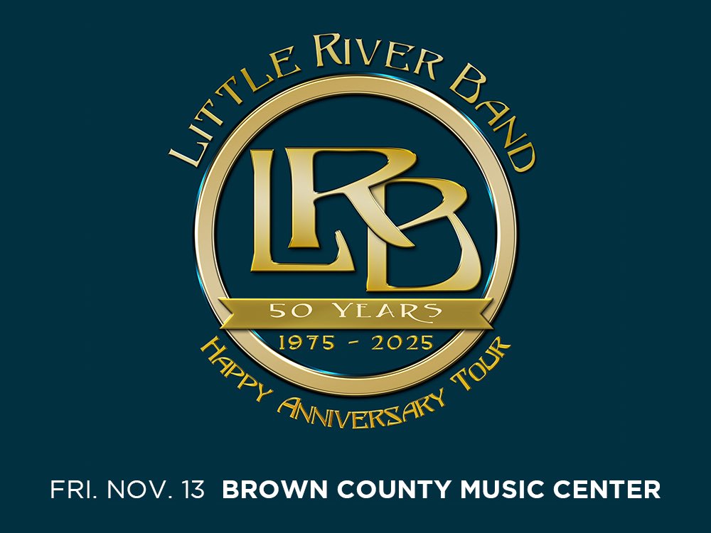 BCMusicCenter's tweet photo. JUST ANNOUNCED! Celebrating 50 years, Little River Band brings the Happy Anniversary Tour to the Brown County Music Center in Nashville, Ind., on Friday, November 13, 2026. Tickets go on sale this Friday at 10a.m. https://t.co/85XuSKdzxk