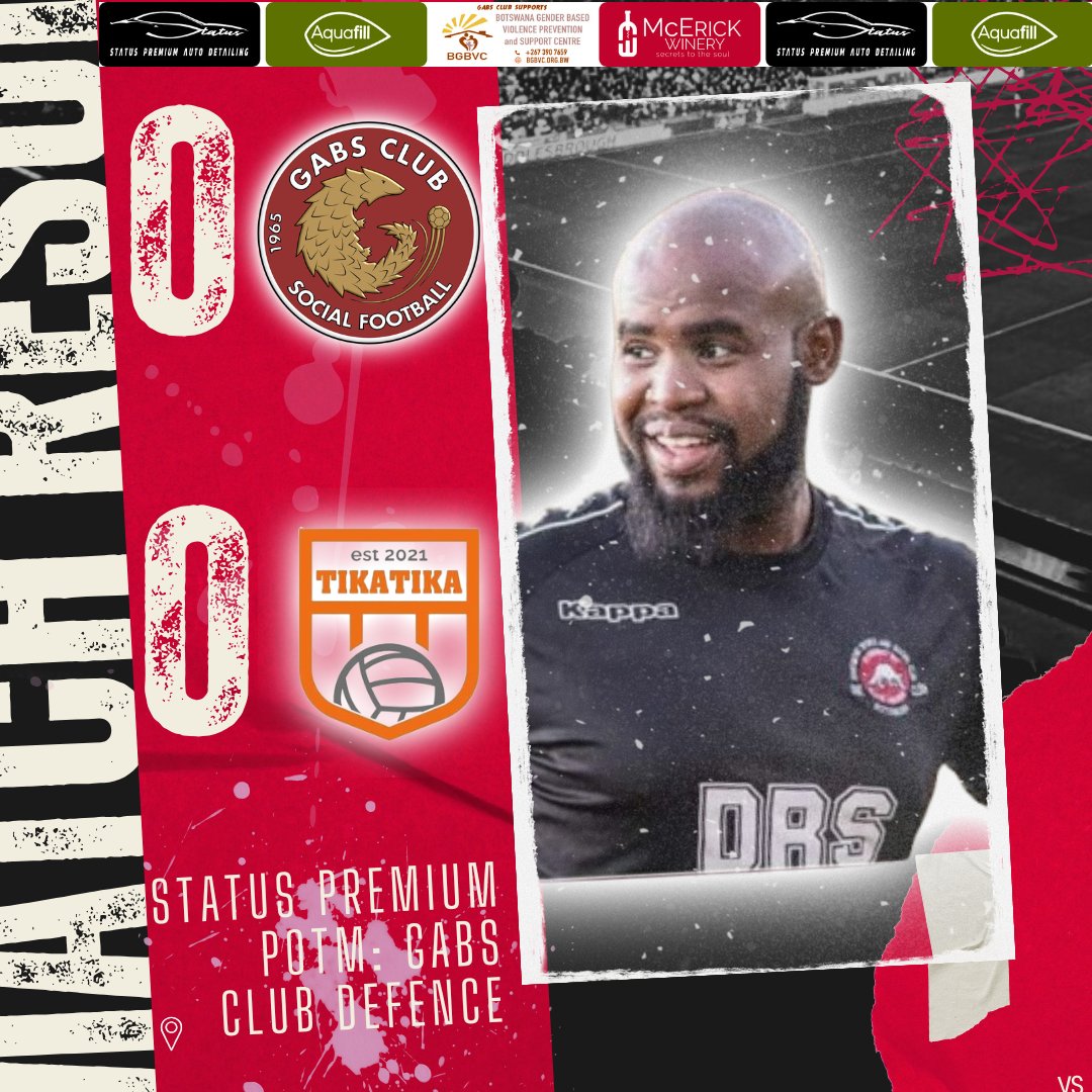 GabsClubF's tweet photo. A fair score draw @TikaTikaSCbw 
Thanks as ever for making the fixture super entertaining

Status Premium POTM: Gabs Club Defence https://t.co/0e6UTLWbKe