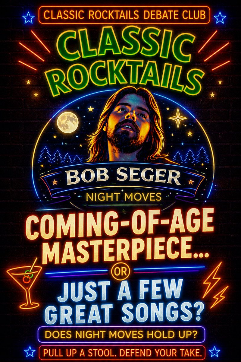 C_Rocktails's tweet image. “Let’s settle this like it’s last call—
Is Night Moves a coming-of-age masterpiece…
or just a couple great songs carrying the rest of the album? 🍺🔥”
LINK in comments
#BobSeger #RockDebate #ClassicRock