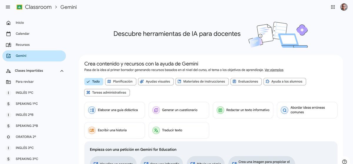 ejruizgarcia's tweet photo. ¿Ya has probado @GeminiApp en #GoogleClassroom? Ahora que está en español, he trasteado con sus asistentes para ver cómo nos pueden ayudar en el día a día del aula. Aquí te cuento mi experiencia diseñando una sesión de Oratoria. 🧵👇 https://t.co/iHA1xTqVwg