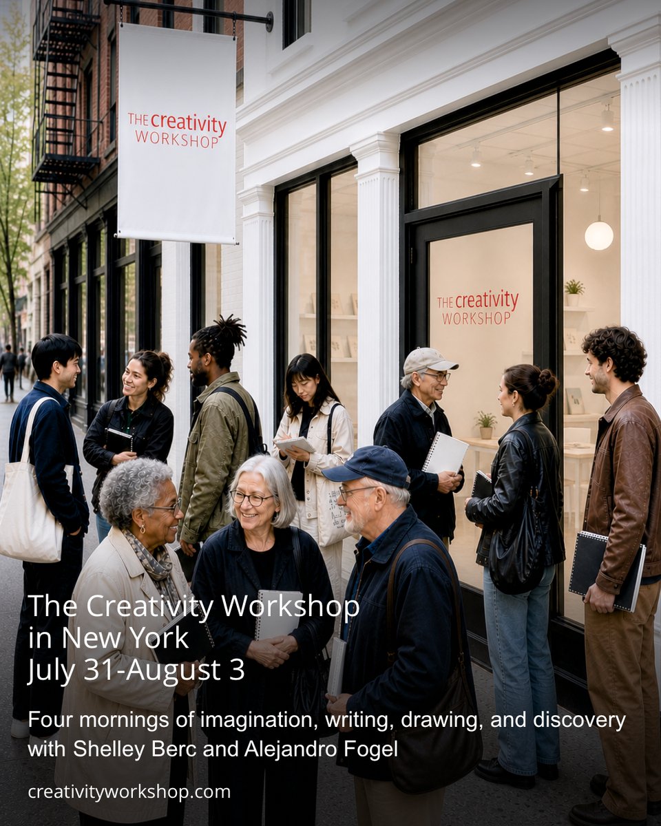 CreativityTweet's tweet photo. The Creativity Workshop in New York
July 31–August 3

Four mornings of imagination, writing, drawing, memory, and creative discovery with Shelley Berc and Alejandro Fogel.
Simple guided exercises and time to begin again.

https://t.co/VpguRFR5Jn https://t.co/9HGuJIq81J
