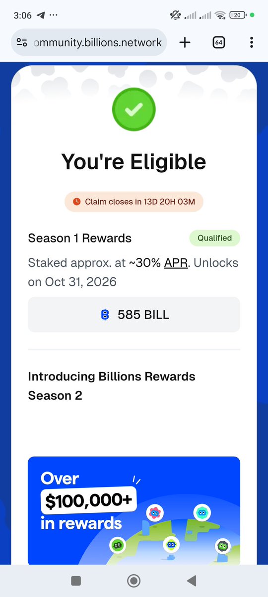 I didn't do anything to get this for <a href="/billions_ntwk/">Billions</a> I registered and forgot about it then I saw a post on X saying that registration for the airdrop was open I really didn't expect to qualify for the airdrop, Thanks for the pnut Good luck and I feel sorry for your community