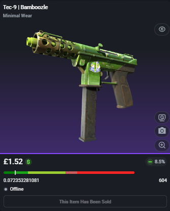 adsyyycs2's tweet image. CHEAP SKINS HAVE THE BEST ROI 🗣️🚨 Sold for +65% XD

0.07 Tec-9 | Bamboozle
✅FLIPPED✅

➡️Bought for: £1.52
➡️Sold for: £2.40

After fees, that's a total profit of £0.83 (54.74%)🤑💵

Pls leave a &amp;lt;3
#csfloat #cs2 #csgo #counterstrike #skins #trading #flipped #profit #roadto5k