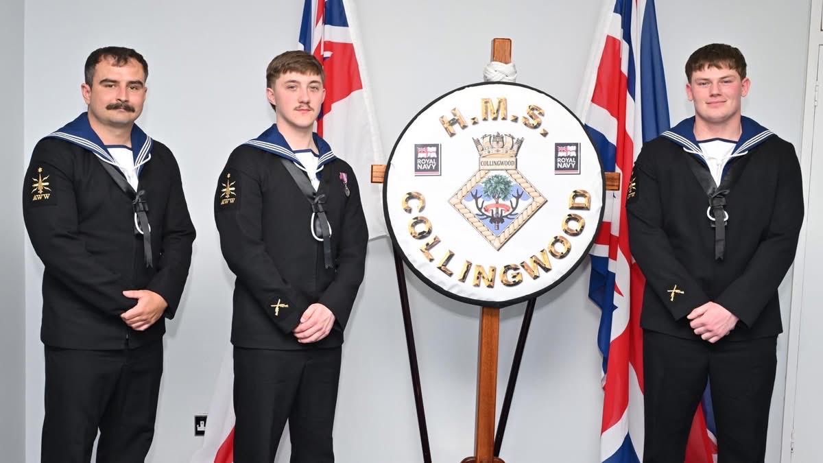 HMS_Collingwood's tweet photo. Congratulations to LS(AWW) T23 25/03 on graduating from Phase 2.

You now join the Royal Navy in Above Water Warfare, expected to read the situation, respond with intent, and deliver under pressure.

You set the tone. 
Others follow.

Fair winds and following seas Shipmates. https://t.co/XfEbRIbTmf