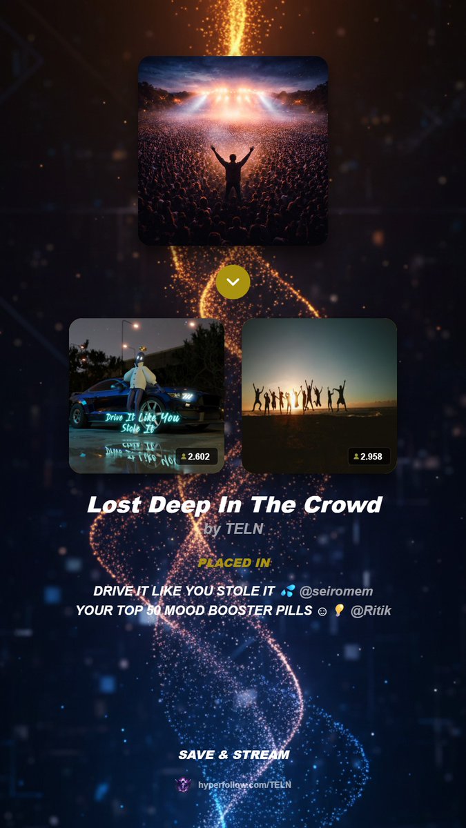 telnhq's tweet photo. Thanks for the support! πΆ 'Lost Deep In The Crowd' by TELN is now featured on 'DRIVE IT LIKE YOU STOLE IT π¦' by seiromem & 'YOUR TOP 50 MOOD BOOSTER PILLS βΊπ‘' by Ritik. Check it out! π
#TELN #NewMusic #Playlist https://t.co/WwIdGaIIeb