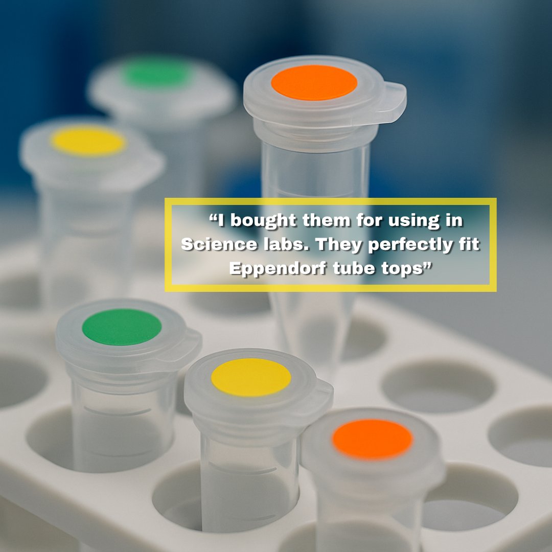 🧪 Lab life made simple! Our 0.50" colored dot stickers fit perfectly on Eppendorf tube tops—quick, easy, and color-coded for flawless organization. 🎯