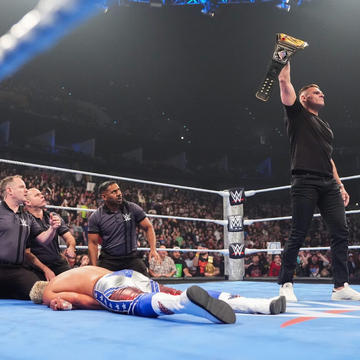 USANetwork's tweet image. Cody Rhodes left with the belt on Friday, but all eyes were on Gunther! #WWE #SmackDown