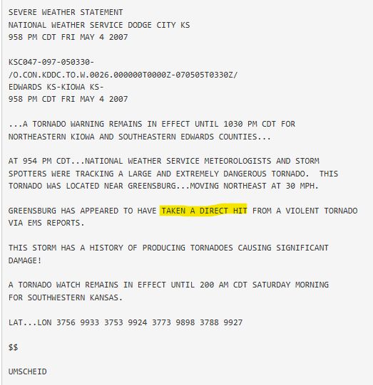 tornado_talk's tweet image. Greensburg, KS EF5 #Tornado – May 4, 2007!

The tornado destroyed nearly 95 percent of Greensburg, with a maximum width of 1.7 miles and a path length of 25.8 miles. Eleven people were killed and 63 were injured, despite advance warning.

A total of 961 homes and businesses were