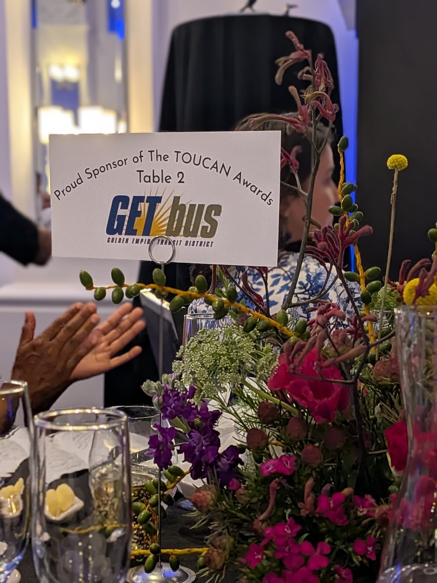 GET_Bus's tweet photo. On Saturday, May 2, representatives of GET were honored to attend the 2nd Annual Toucan Awards! We were proud to accept the 2026 Chairperson's Award for our Toucan Trolley Pilot. 🙌 https://t.co/Z5NZmDQVKZ