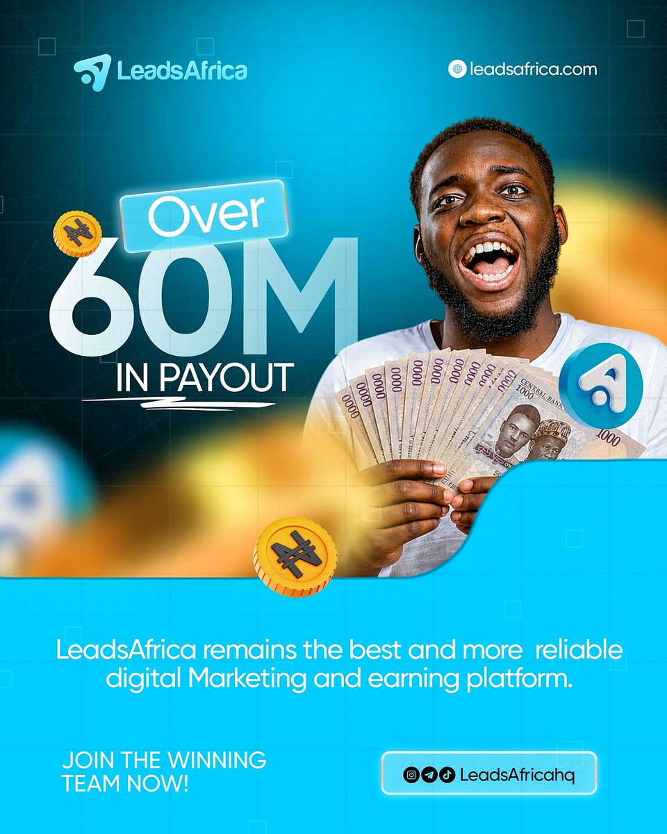 Kristiansund5's tweet photo. Over 60m already in payout 🎉🎉

How much have you made so far from LeadsAfrica. 🤔

On LeadsAfrica, all activities is rewarded with cash. And there is no doubt of getting paid.

With as low as N750, N1,500 N3,000 N5,000

Join LeadsAfrica now and start Withdrawing like other https://t.co/HSp9wuab5q