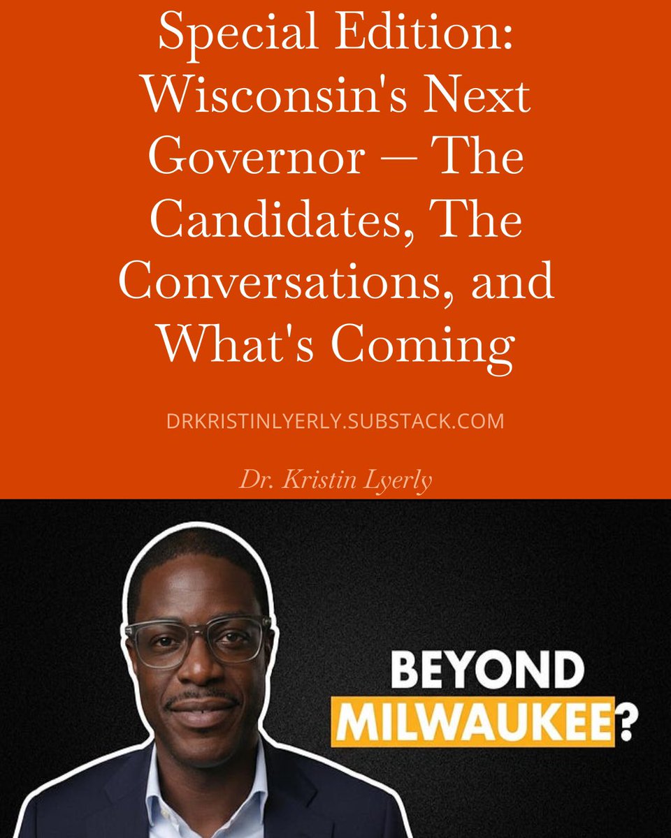 drkristinlyerly's tweet image. Wisconsin’s gubernatorial primary is closer than you think — and there are 7 Dems asking for your vote.

I’ve interviewed every one of them. The real conversations are in this week’s newsletter.

Get informed. 🗳️
#WIGov #Wisconsin #Election2026