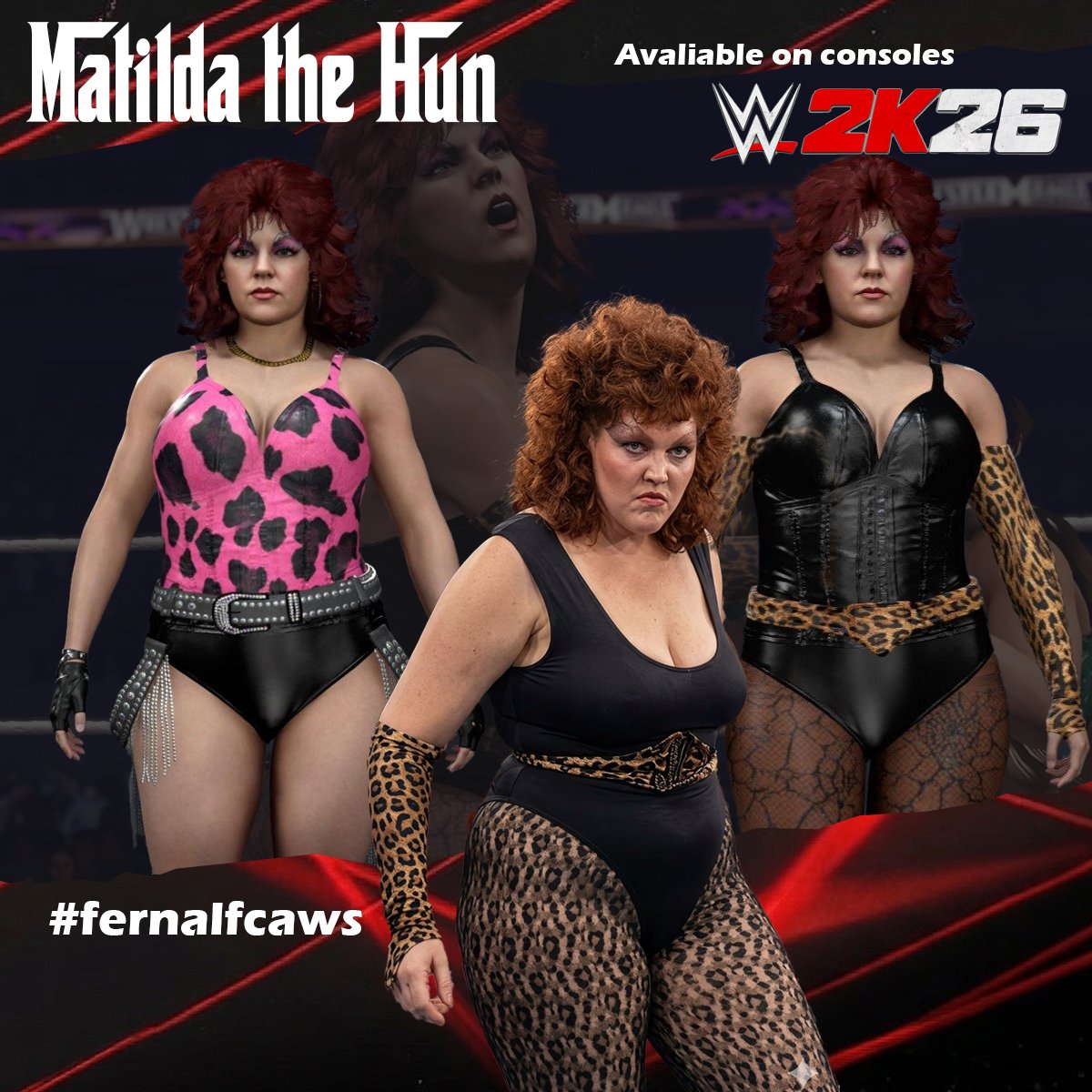 fernalfcaws's tweet photo. NEW! #WWE2K26 Upload to Community Creations! ★ Matilda the Hun★ #matildathehun
Search Tag → #matilda, #fernalfcaws , #GLOW Available on Xbox Series X/S, PS5 & Switch 2 ★ https://t.co/jGa395UavL
