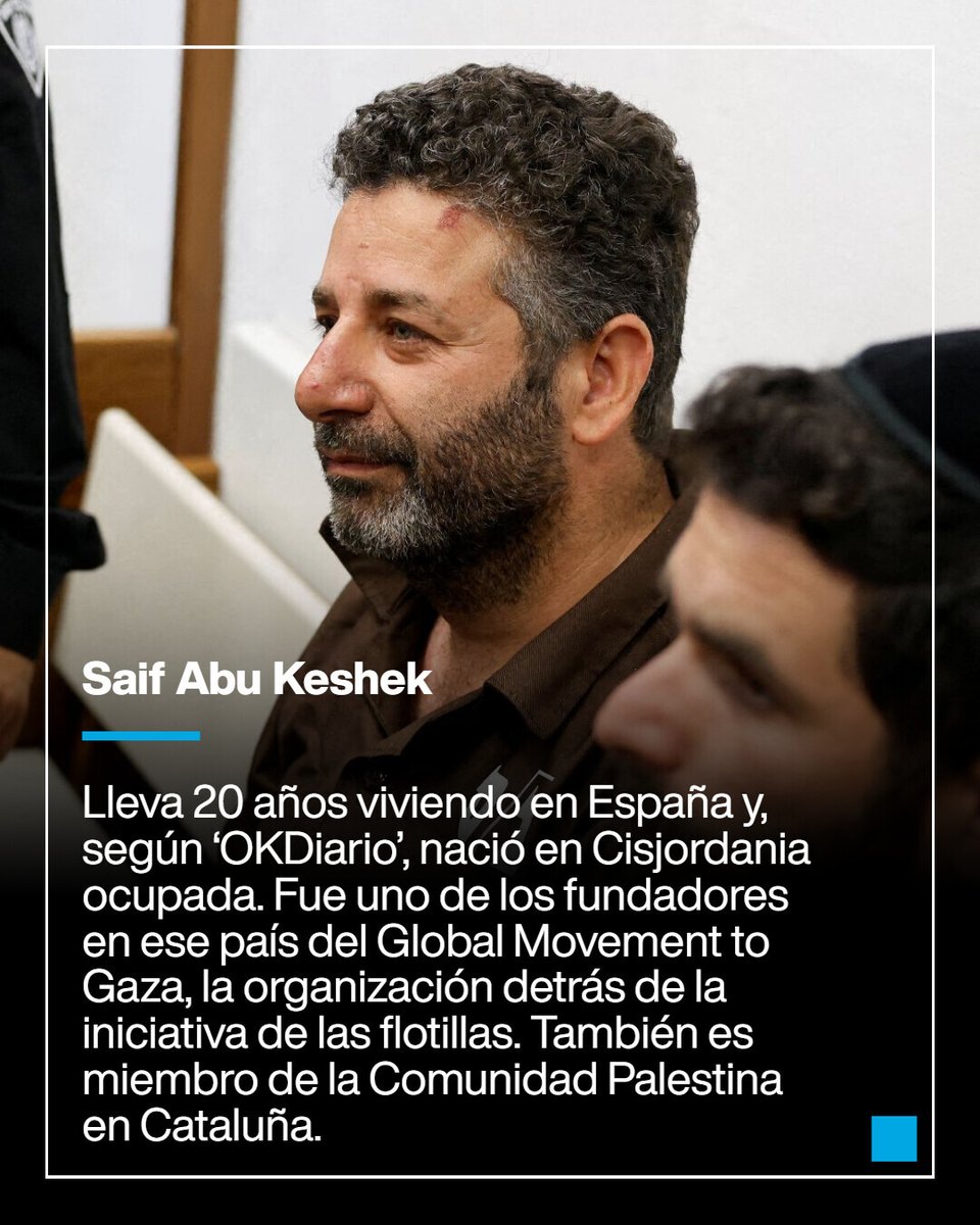 France24_es's tweet image. #Israel detuvo y trasladó a su territorio a dos de los activistas de la Flotilla Global Sumud que iba rumbo a #Gaza y que interceptó esta semana. Acusa a los hombres de supuestamente estar vinculados con #Hamás, algo que los detenidos niegan, mientras que denuncian a las fuerzas