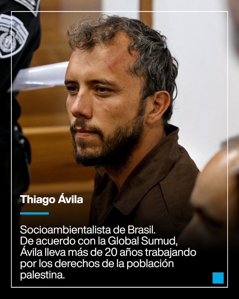 France24_es's tweet image. #Israel detuvo y trasladó a su territorio a dos de los activistas de la Flotilla Global Sumud que iba rumbo a #Gaza y que interceptó esta semana. Acusa a los hombres de supuestamente estar vinculados con #Hamás, algo que los detenidos niegan, mientras que denuncian a las fuerzas