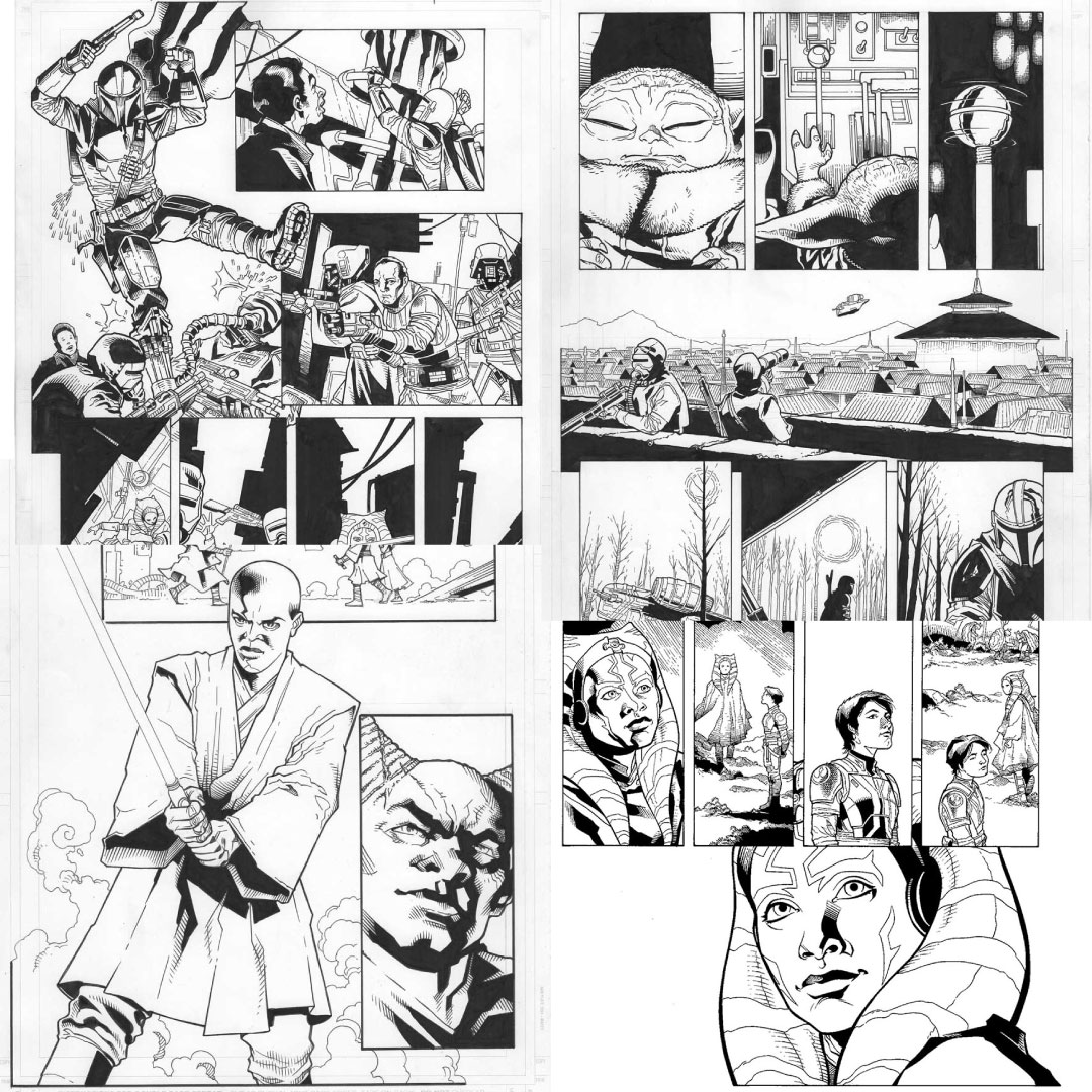 KabaLounge's tweet photo. #MayTheFouthBeWithYou!

Original #StarWars comic art is now available on my website—featuring my work from #TheMandalorian, #Ahsoka &amp; more! One-of-a-kind pages starting at $300.

🔗 Link in bio

#georgesjeanty #kabalounge #starwarsday #maythe4th https://t.co/AjRiLATTzq