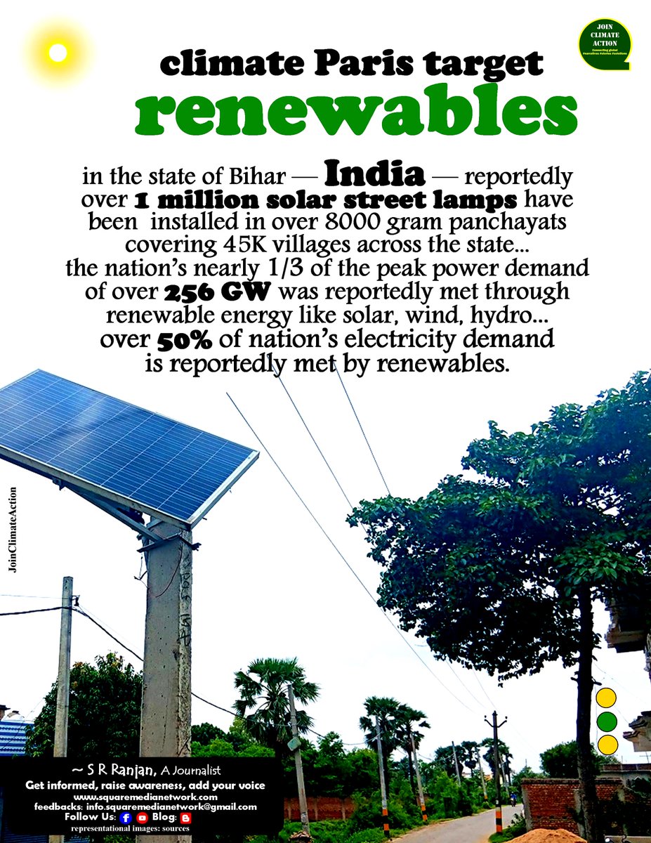 SRRanjanINDIA's tweet image. #JoinClimateAction~India leads Paris Agreement targets!
#climatechange #climateaction #climatefianance #renewableenergy #ParisAgreement #emission #fossilfuel #solar #president #primeminister #nation #world #india #bihar 
@UNFCCC @IPCC_CH @UN @NobelPrize 
F:facebook.com/JoinClimateAct…