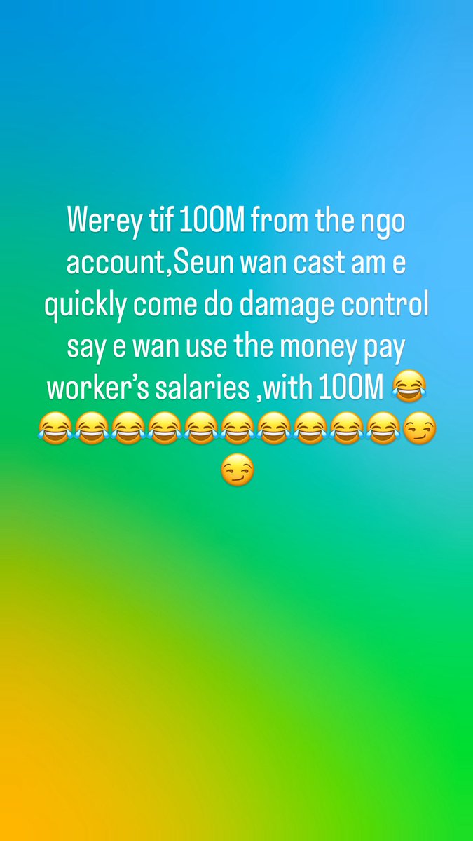 How many people Dey work under that werey weh e go use a whole 100M use pay salaries? 

Jojooflele go Dey receive like 5M par month and totopee another 20M every month,omo na to go apply under ratel office 😂😂😂😂😂😂😂😂😂😂
