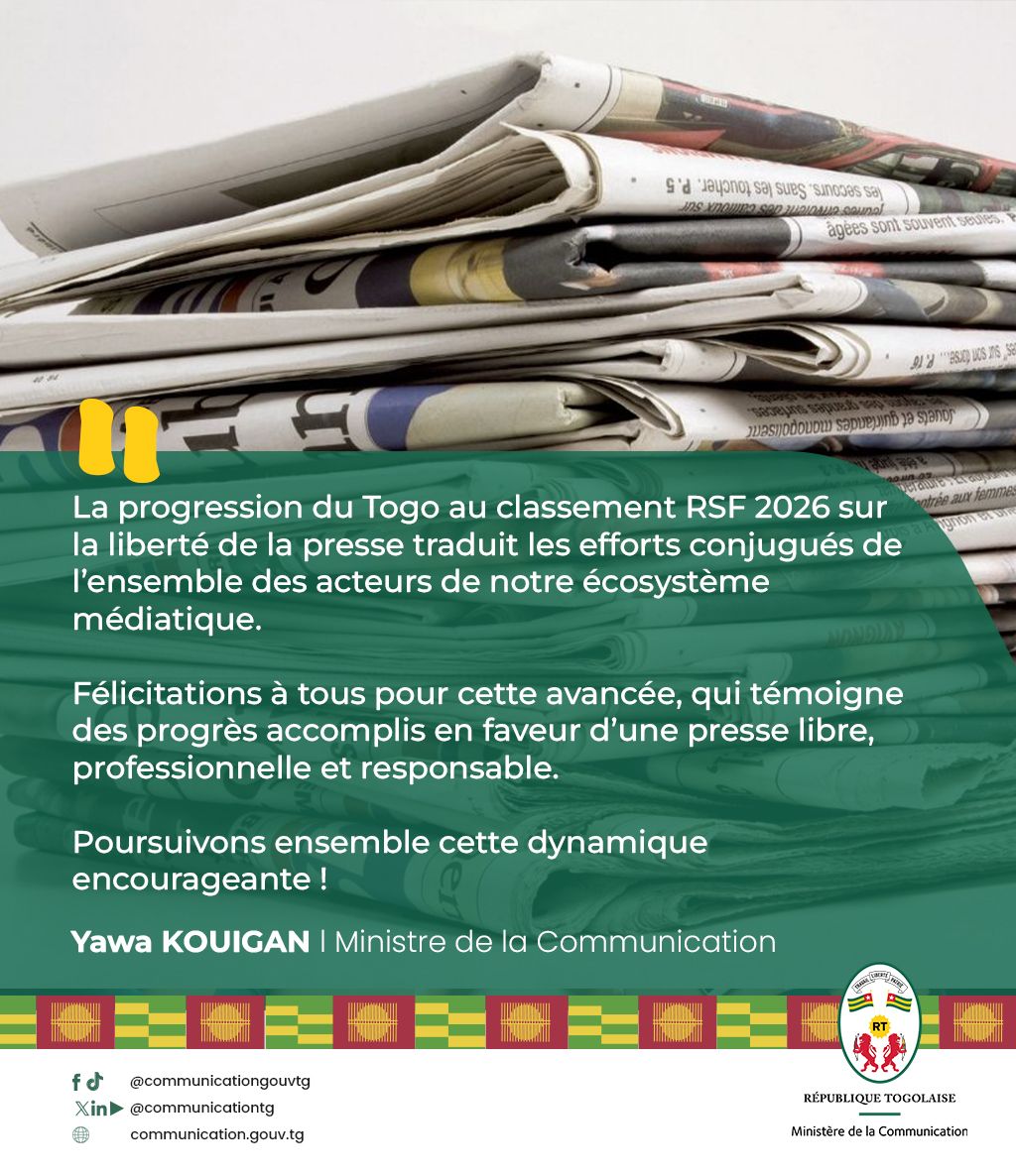 CommunicationTg's tweet photo. #Togo🇹🇬✨
#Médias
#LibertéDeLaPresse https://t.co/GlVRht5vF5