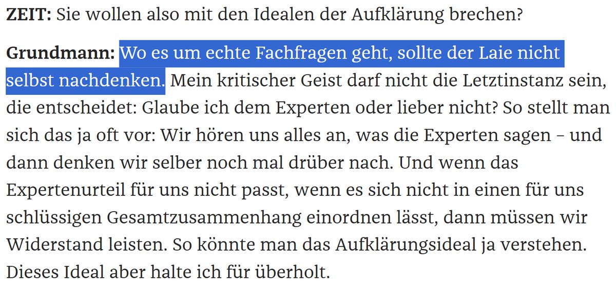Deutschland, Deine Staatsphilosophen!

Wir kennen sie ja, unsere Experten: Karl Lauterbach, Alena Buyx, Prof. Wiglaf Drosten. Auf sie sollen wir nach Thomas Grundmann hören, da es die Experten sind. Abgesehen davon, dass dies nichts anderes als "Jürgen Habermas für Arme" ist,