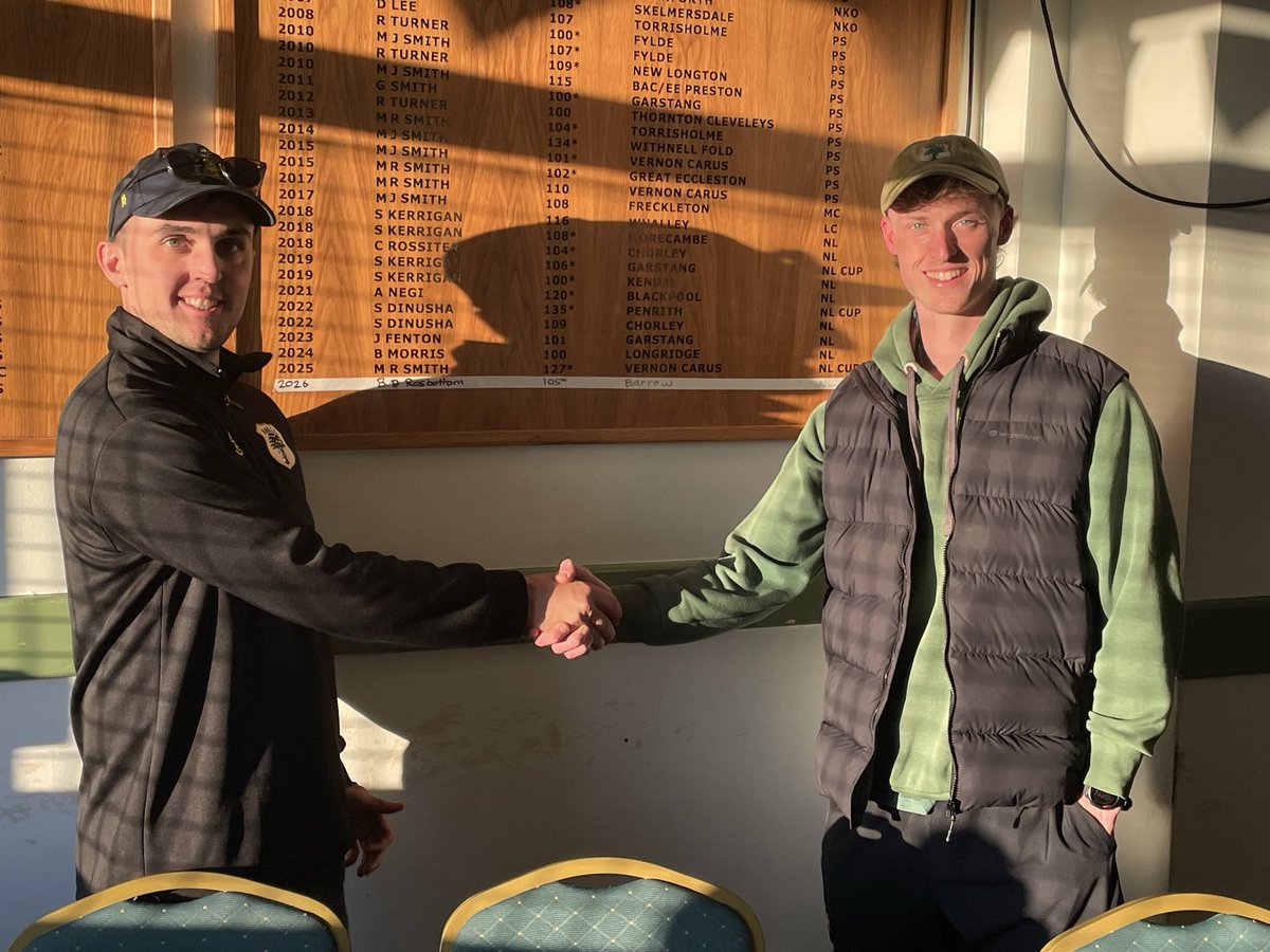 FandBCC's tweet photo. 💪🏏On the board. Congratulations Ben Rosbottom for his 105 no today against @BarrowCricket . Rossy tops off a great weekend with the bat with a decent 67 on Sat vs @whalleycc as well. Home grown talent coming good 💚💛 https://t.co/w4vqlQe0cw