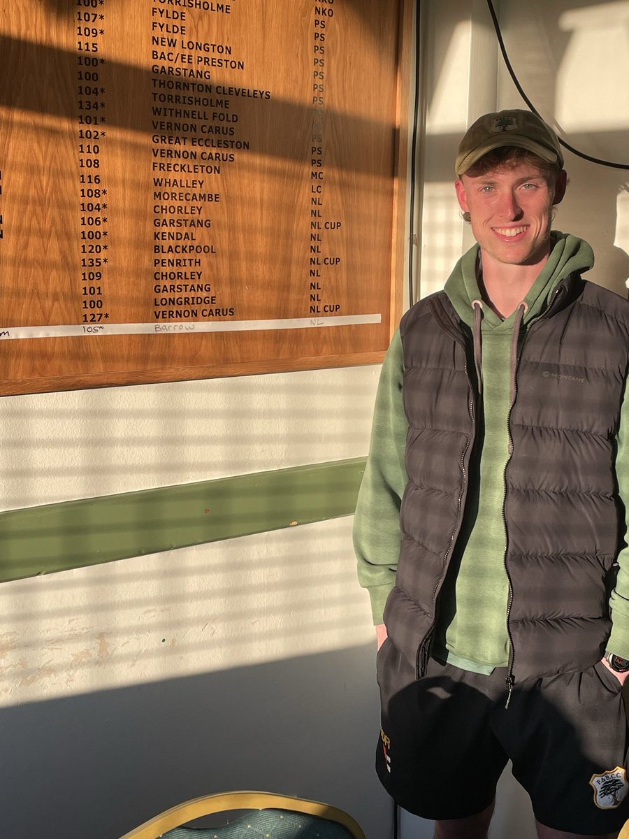 FandBCC's tweet photo. 💪🏏On the board. Congratulations Ben Rosbottom for his 105 no today against @BarrowCricket . Rossy tops off a great weekend with the bat with a decent 67 on Sat vs @whalleycc as well. Home grown talent coming good 💚💛 https://t.co/w4vqlQe0cw