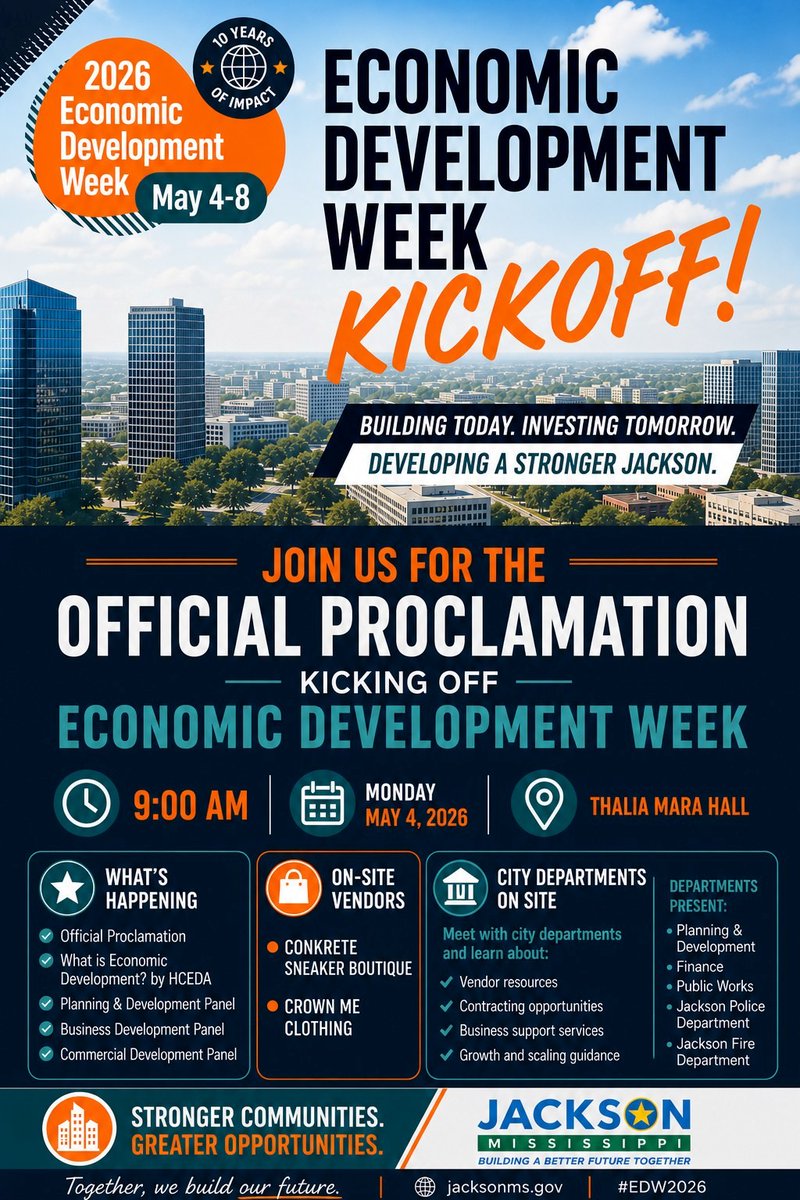 selecthinds's tweet photo. Economic Development Week is off to a great start!  See you at more great events this week.
#EDW2026 #EconDevWeek #HCEDA #BuildJackson #JacksonMississippi https://t.co/wXio4rfouG