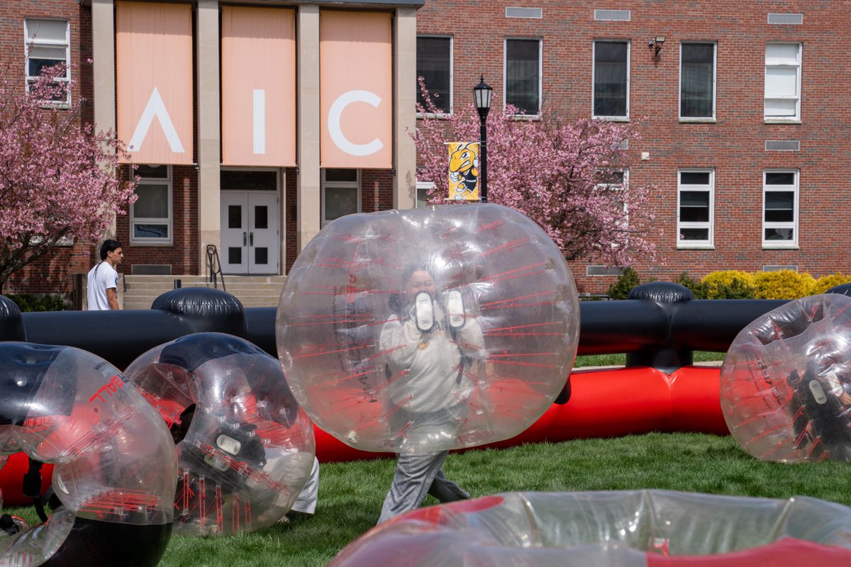 AIConcampus's tweet image. Knockerball, one of #AIC students’ favorite traditions, was back on the Quad at the end of the spring 2026 semester!

Bouncing, rolling, and nonstop laughs… the perfect way to have some fun and blow off some steam before final week 😆