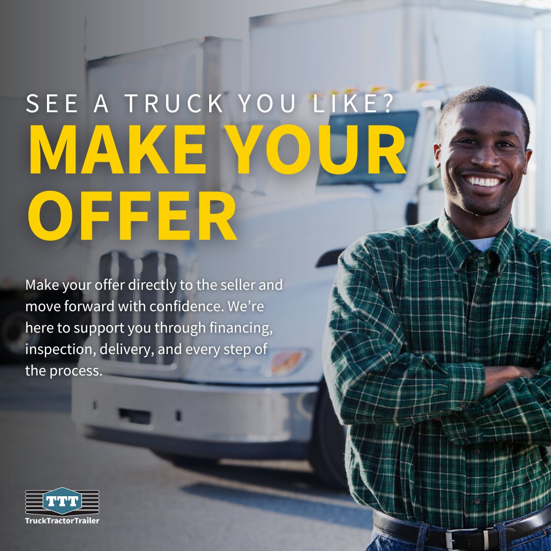 TTTExchange's tweet photo. See a truck you like? Don’t just scroll, make an offer. 👀
On TTT, you can negotiate directly with sellers and lock in your deal.
And when you’re ready to buy, we’ve got everything lined up: financing, delivery, inspections, warranties, roadside…
👉 https://t.co/iWxuAVUQlv https://t.co/2ABQ9WsbPI