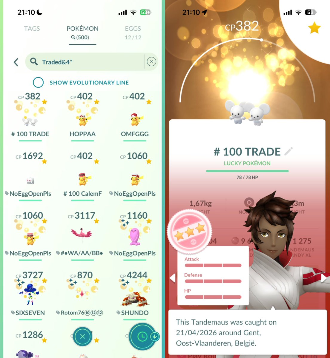 Jeroen026PoGo's tweet image. 500 Perfect Pokémon from trades! 🥳🥳

#PokemonGO