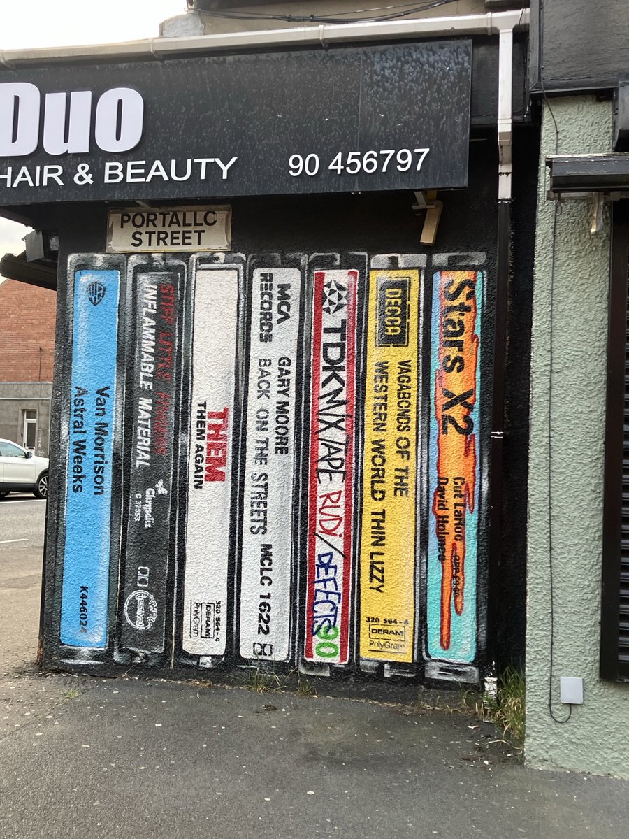 robbeorn's tweet image. Fantastic tapes mural on the Woodstock. Think I owned some of these back in the day. And a good pencil to unspool them… Ask your parents kids. #music #Belfast